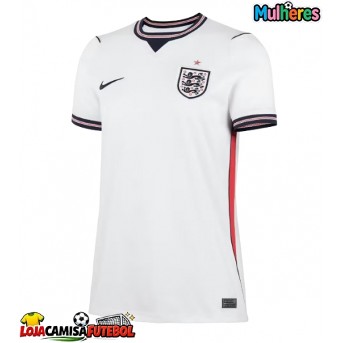 Camisa de Futebol Inglaterra Equipamento Principal Mulheres Mundo 2026 Manga Curta
